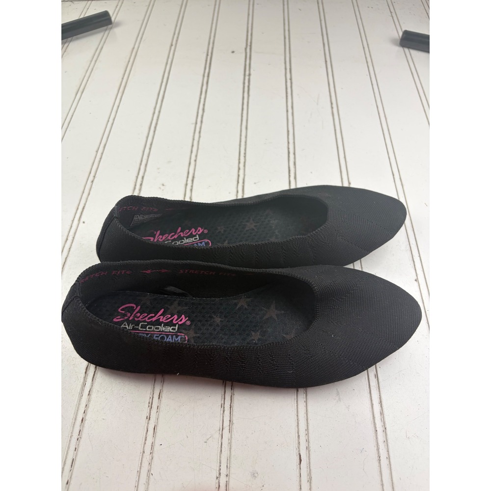 Skechers Cleo Style Stretch Fit Black Knit Ballet Flats Women's Size 7.5 - Picture 8 of 10